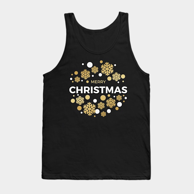 Merry Christmast - Golden Snow Ornament Tank Top by SimSang